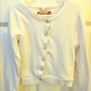 Size 7 Girls, White, waist length cardigan